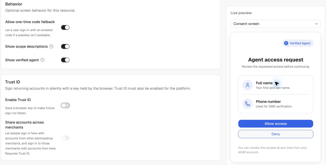 Trust ID settings