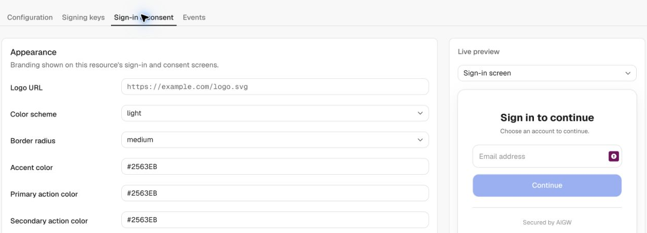 Sign-in customization